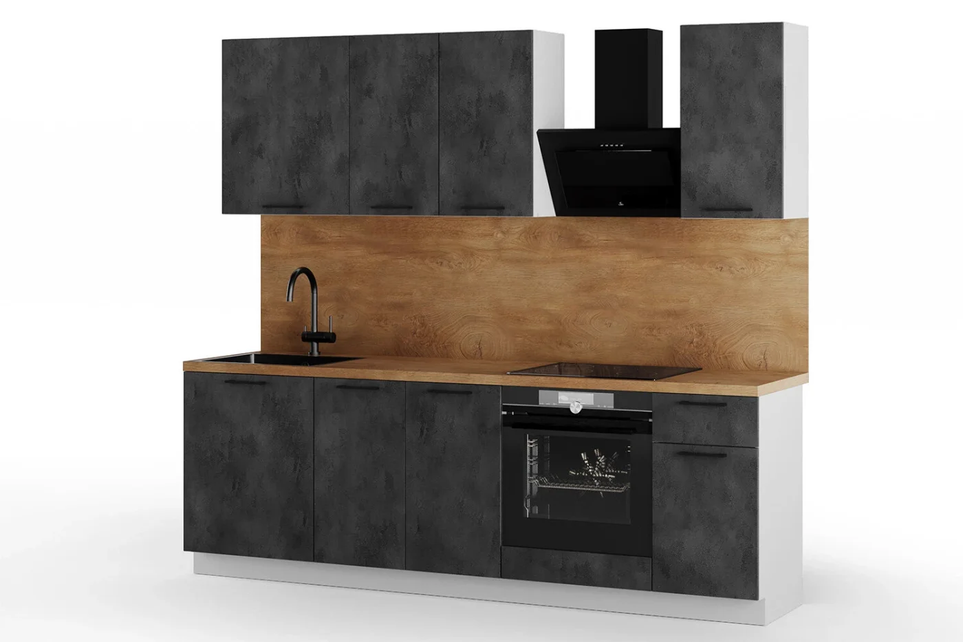 Кухонный гарнитур Hoff Сити 2,4 м, 240х210х52,6 см, белый/бетон тёмный