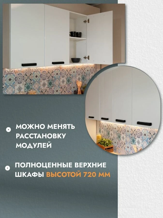 Кухонный гарнитур 2,4 модульный, кухня без столешницы, белый Ника Нео